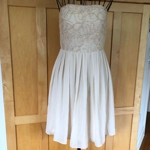ALYTHEA off white cream strapless fit and flare Dress size Small